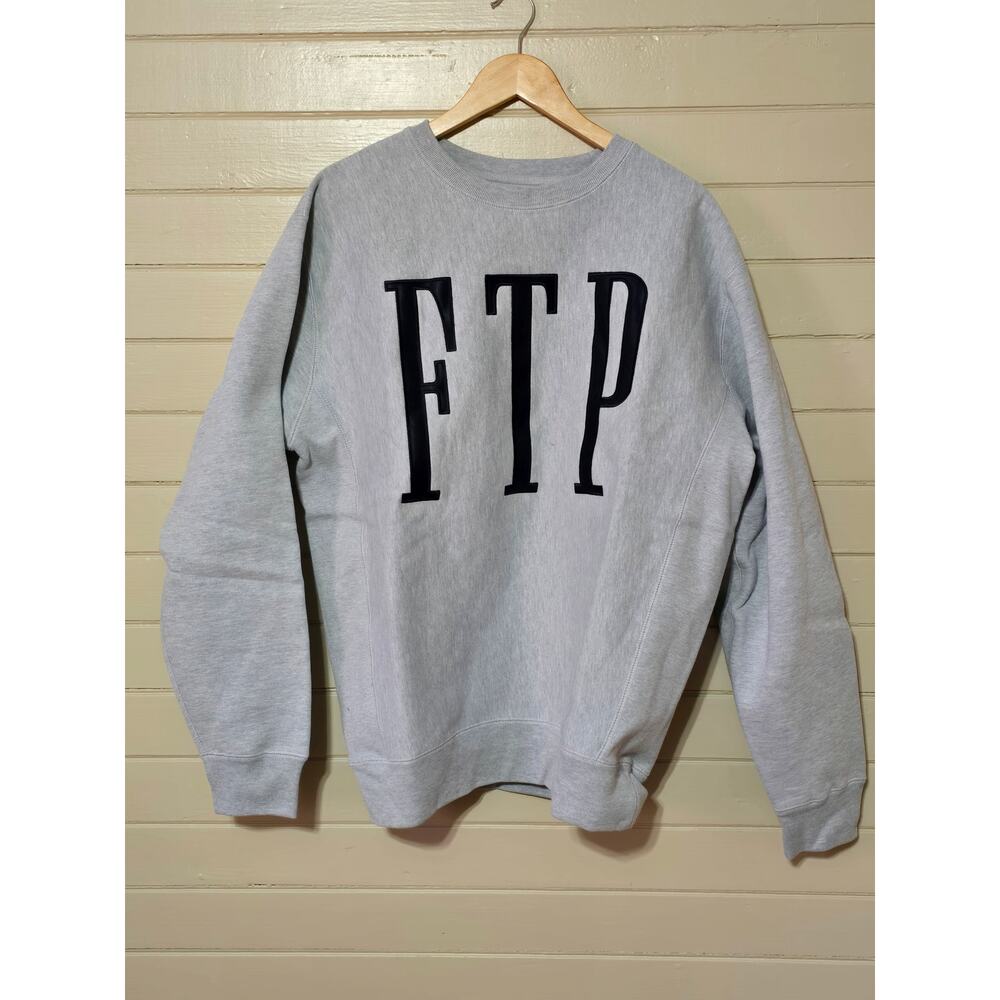 FTP Men's Long Sleeve Logo Sweatshirt Grey Size Large
